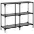 Mesa consola con superficie de vidrio negro acero 98x30x81