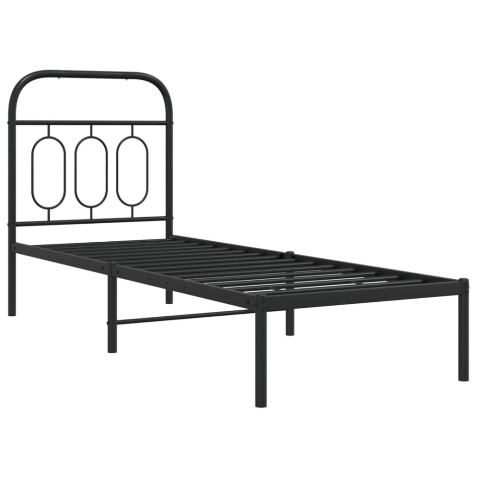 Estructura cama sin colchón con cabecero metal negro 75x190