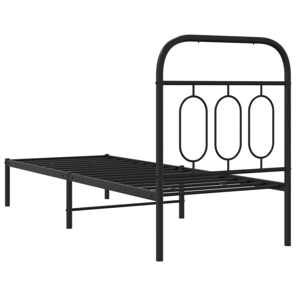 Estructura cama sin colchón con cabecero metal negro 75x190