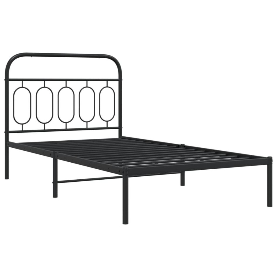 Estructura cama sin colchón con cabecero metal negro 100x190