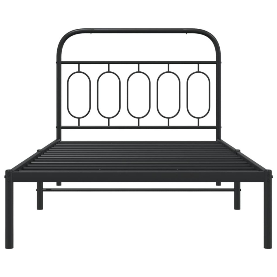 Estructura cama sin colchón con cabecero metal negro 100x190