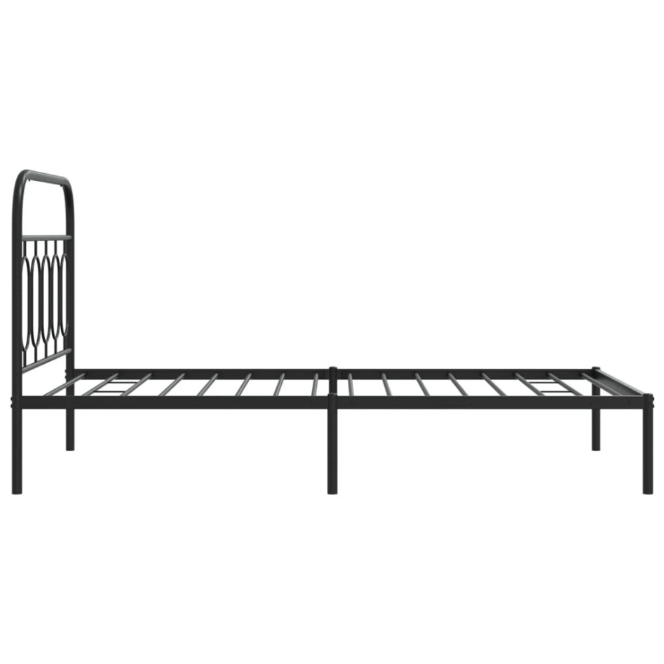 Estructura cama sin colchón con cabecero metal negro 100x190