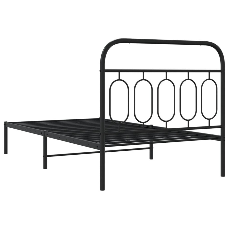 Estructura cama sin colchón con cabecero metal negro 100x190