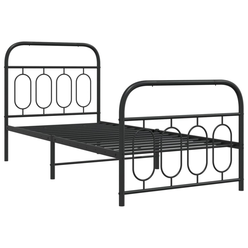 Estructura cama sin colchón con estribo metal negro 80x200