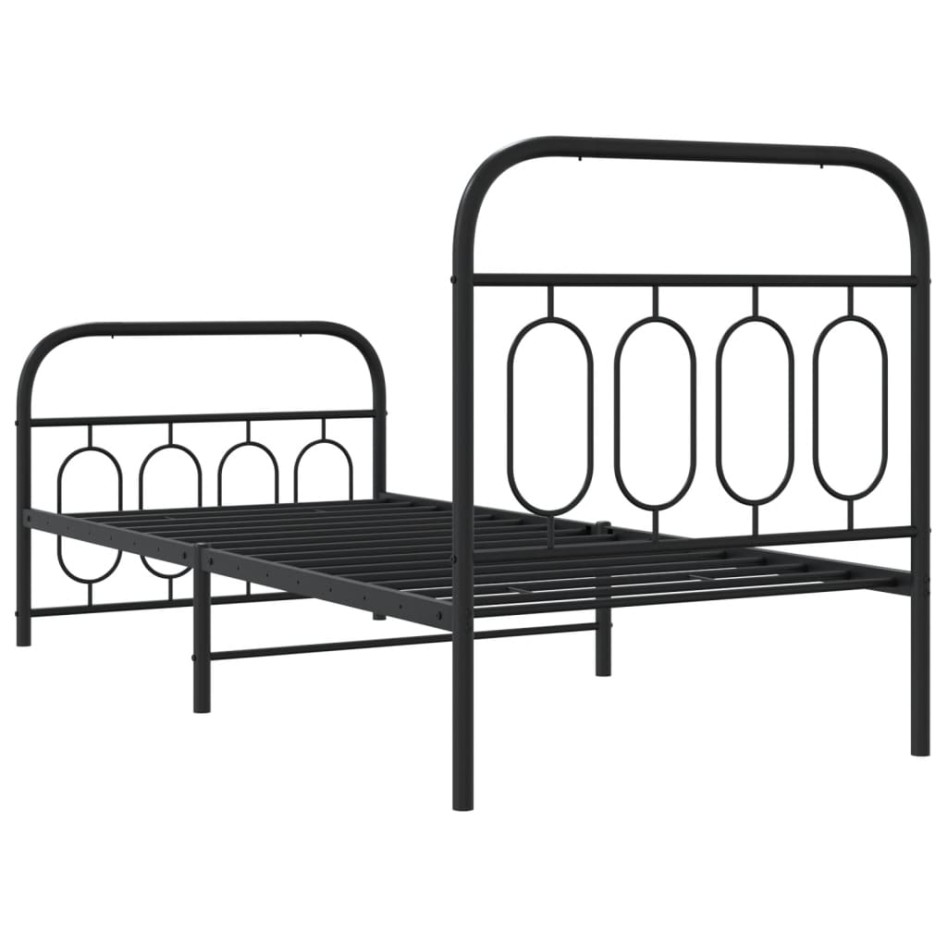 Estructura cama sin colchón con estribo metal negro 80x200