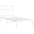 Estructura cama sin colchón con cabecero metal blanco 90x190