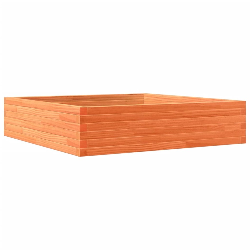 Jardinera de madera maciza de pino marrón cera 100x100x23