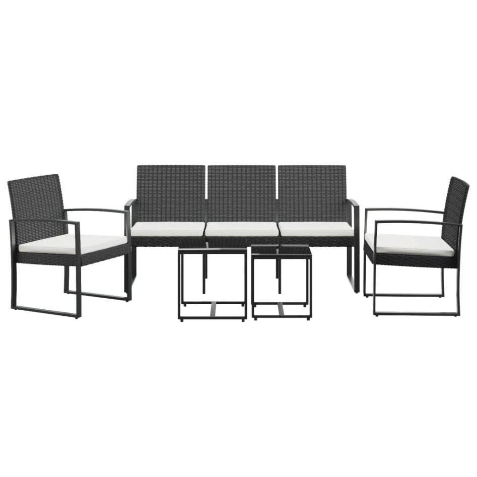 Set comedor de jardín 5 pzas con cojines PP aspecto ratán