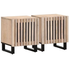 Mesitas de noche 2 uds madera de mango blanqueado 40x34x46