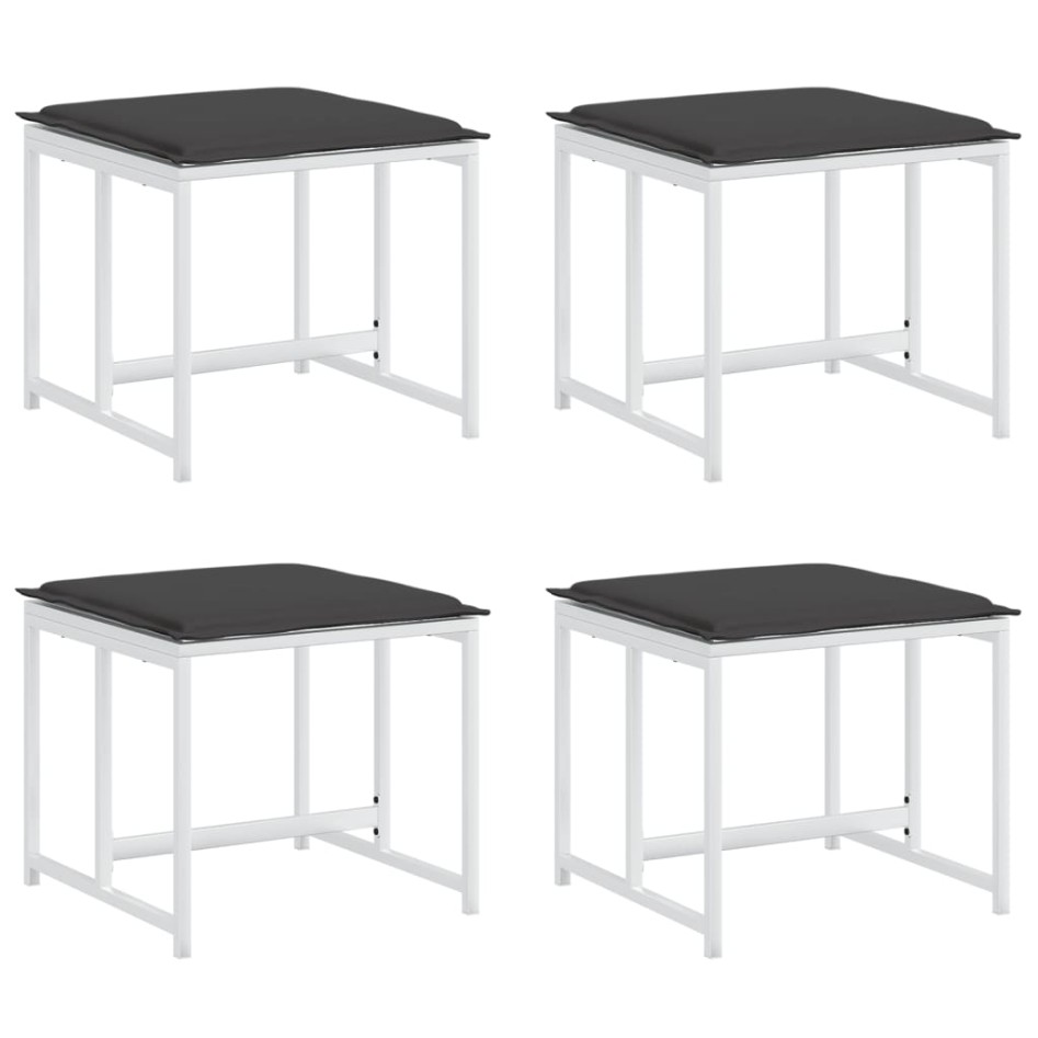 Taburetes de jardín con cojines 4 uds acero y textilene