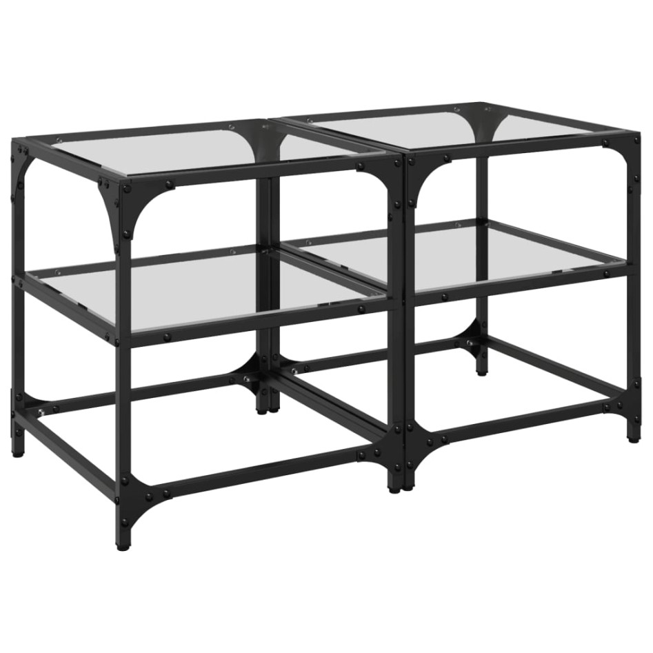 Mesa de centro superficie de vidrio 2 uds acero 40x40x45