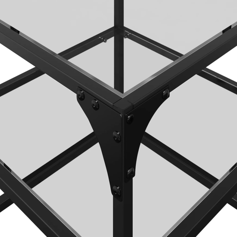 Mesa de centro superficie de vidrio 2 uds acero 40x40x45