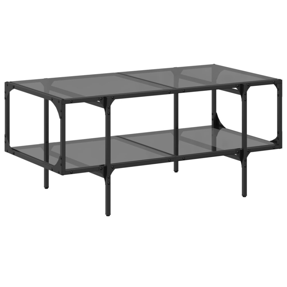 Mesa de centro superficie de vidrio acero negra 98,5x50x45