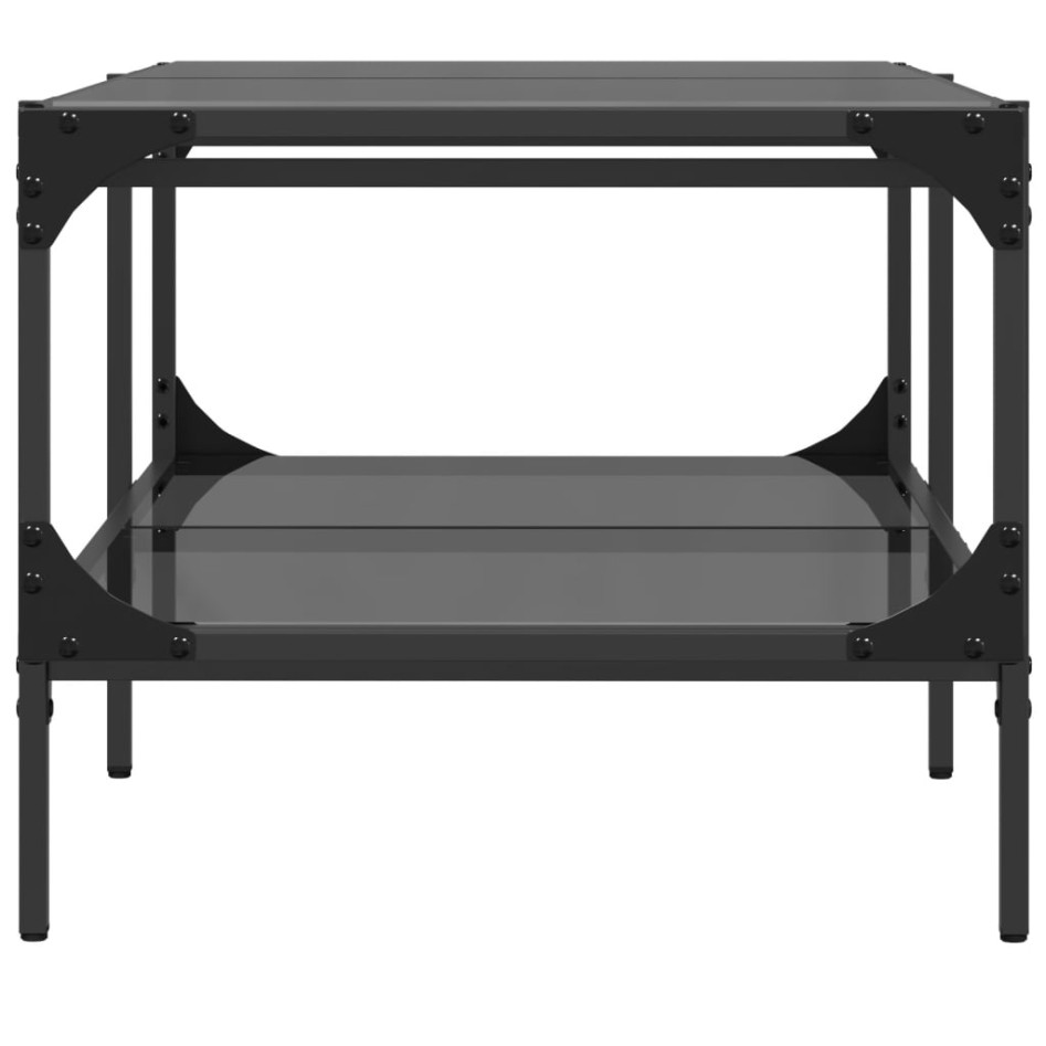 Mesa de centro superficie de vidrio acero negra 98,5x50x45