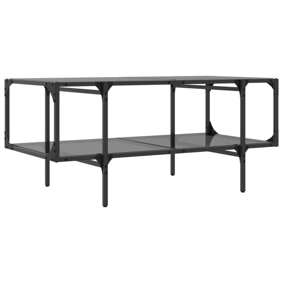 Mesa de centro superficie de vidrio acero negra 98,5x50x45