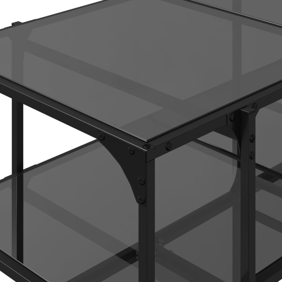 Mesa de centro superficie de vidrio acero negra 98,5x50x45