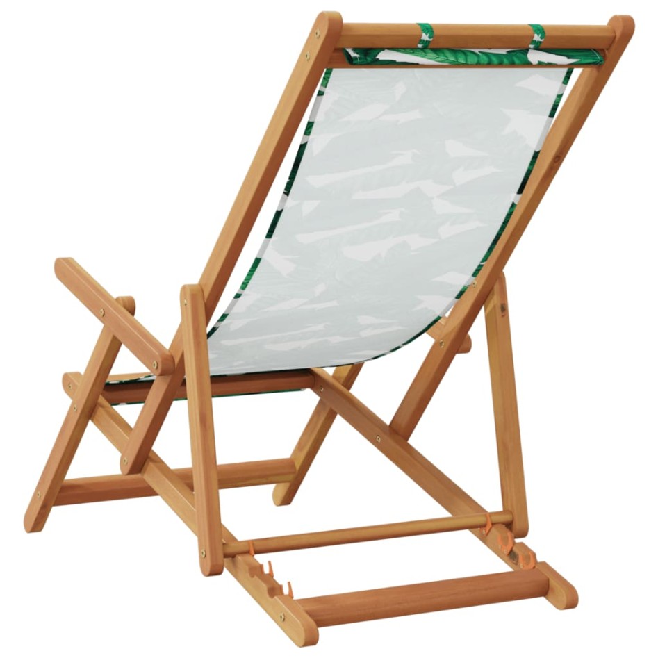Silla de playa plegable madera maciza de eucalipto y tela