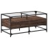Mesa de centro con puertas de vidrio marrón roble 68,5x50x50