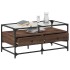 Mesa de centro con puertas de vidrio marrón roble 68,5x50x50