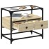 Mueble TV cristal y madera ingeniería roble Sonoma 60x35x51