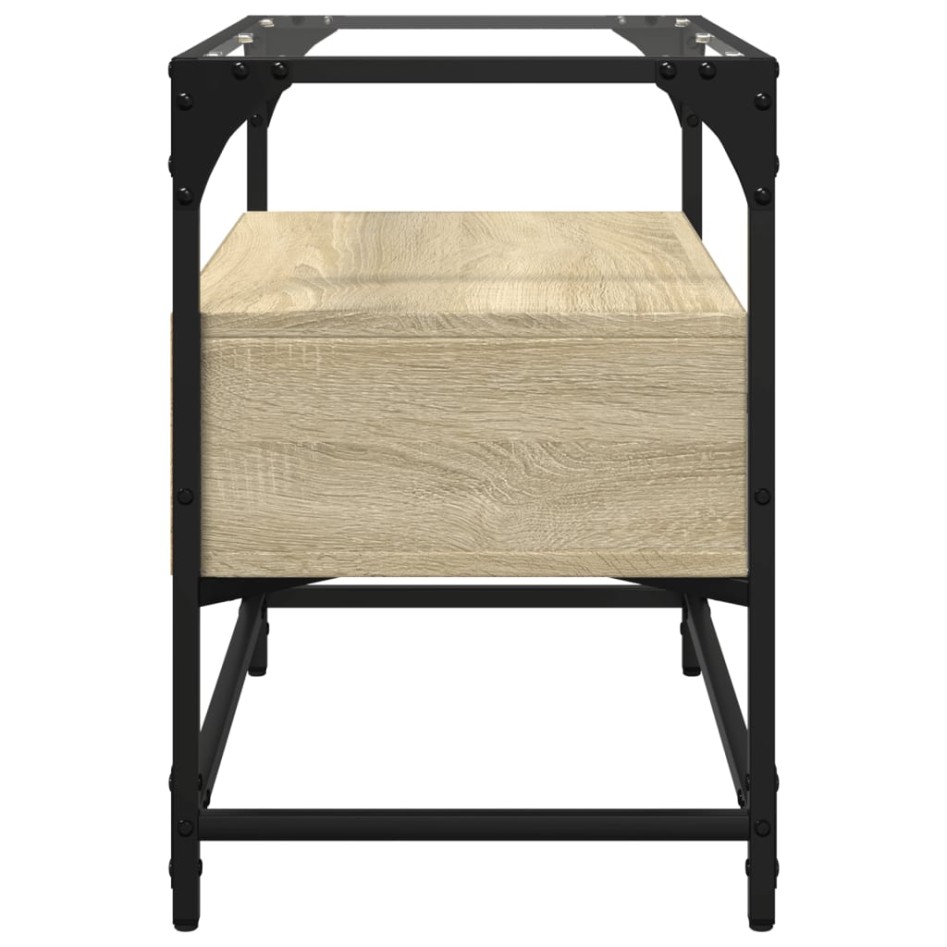 Mueble TV cristal y madera ingeniería roble Sonoma 60x35x51