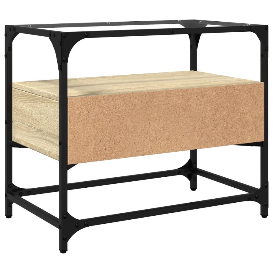 Mueble TV cristal y madera ingeniería roble Sonoma 60x35x51