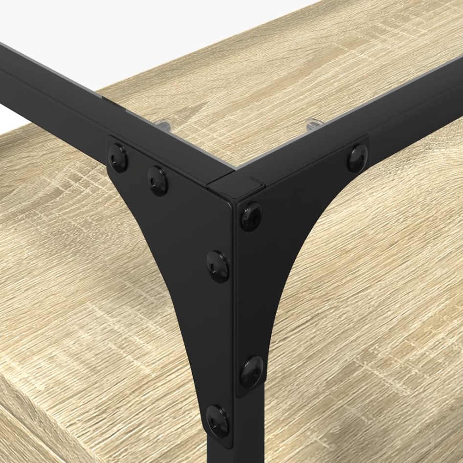 Mueble TV cristal y madera ingeniería roble Sonoma 60x35x51