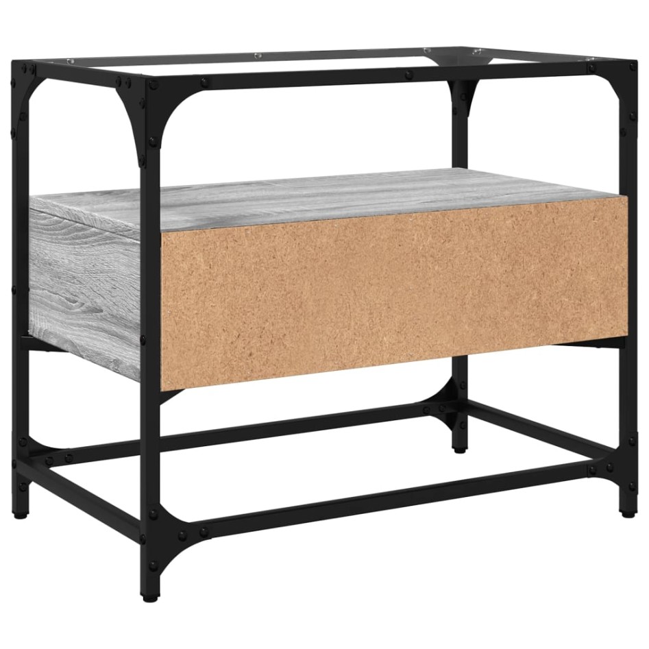 Mueble TV cristal y madera ingeniería gris Sonoma 60x35x51