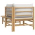 Set de muebles de jardín 2 piezas bambú y cojines gris