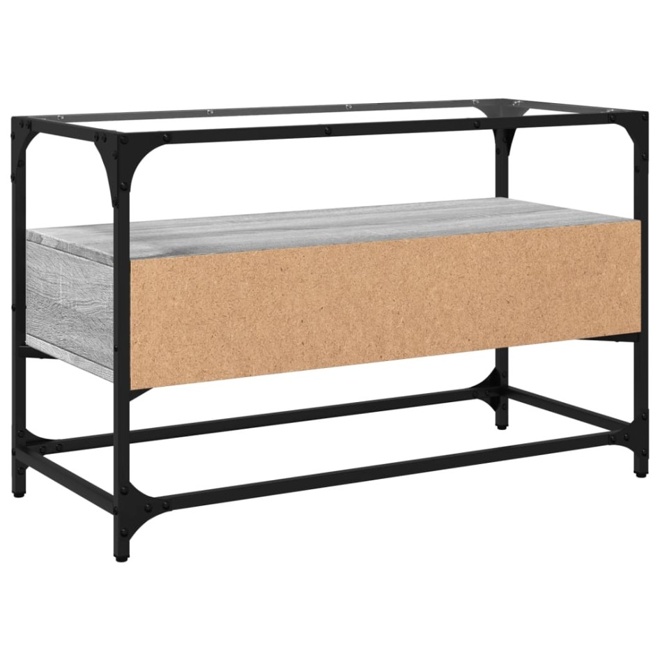 Mueble TV cristal y madera ingeniería gris Sonoma 80x35x51