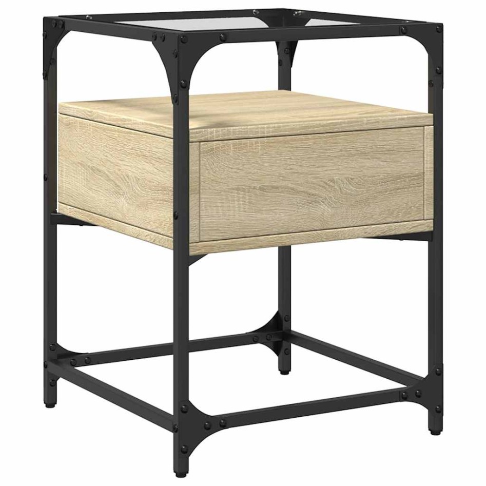 Mesita de noche madera de ingeniería roble Sonoma 40x40x55