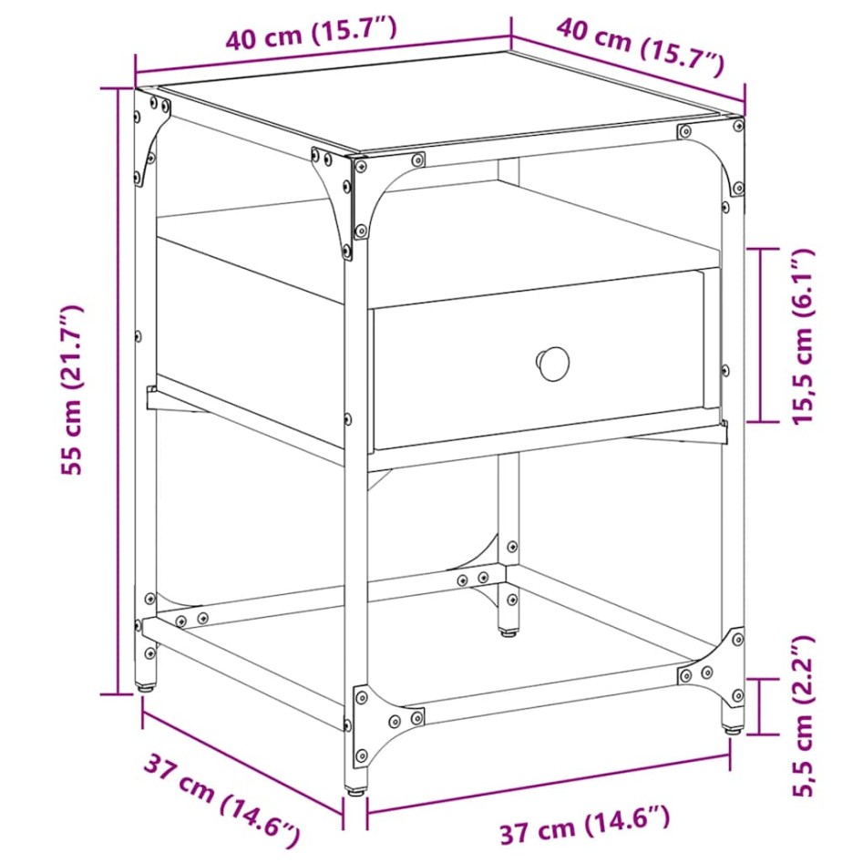 Mesita de noche madera de ingeniería roble Sonoma 40x40x55