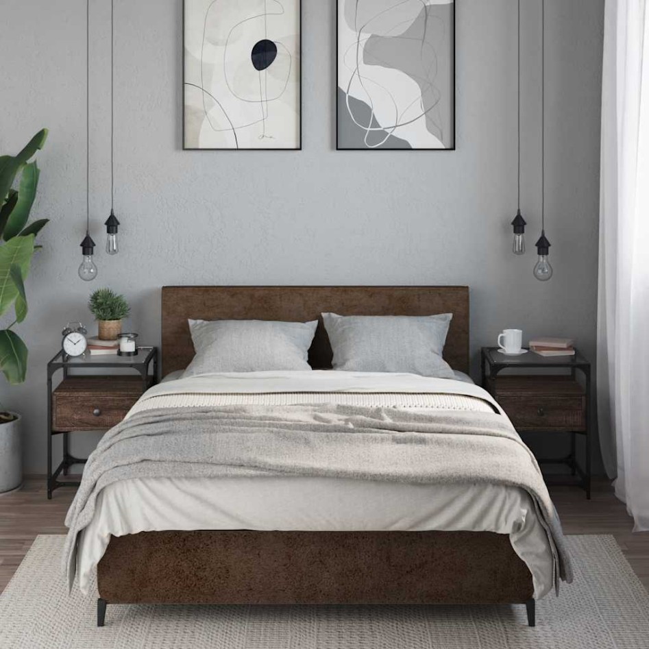 Mesitas noche 2 uds madera ingeniería marrón roble 40x40x55