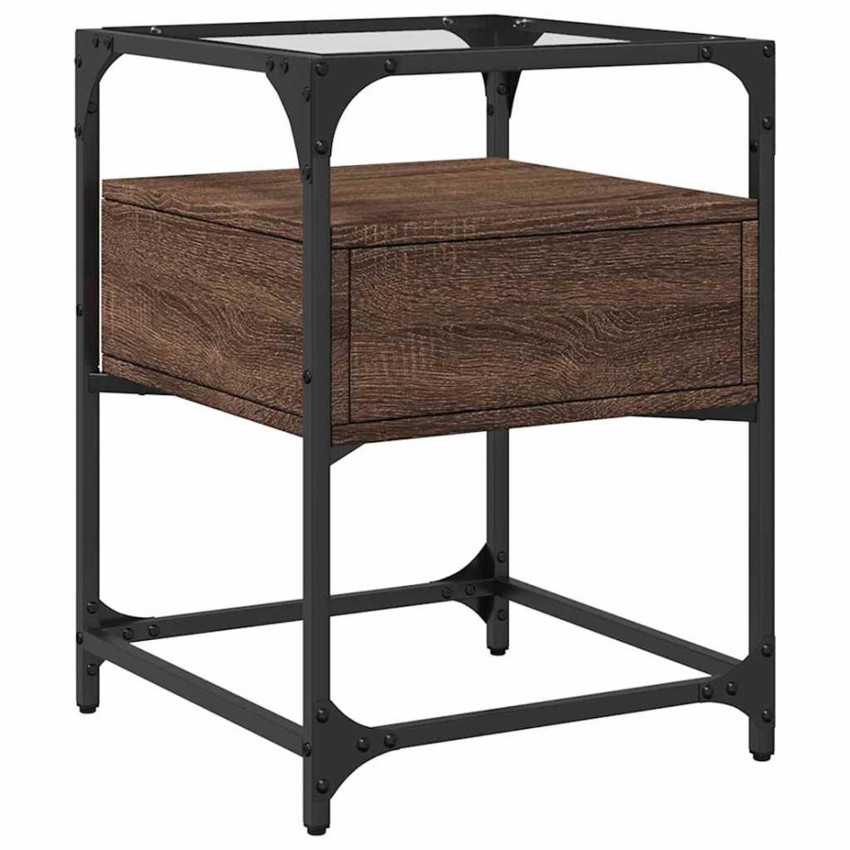 Mesitas noche 2 uds madera ingeniería marrón roble 40x40x55