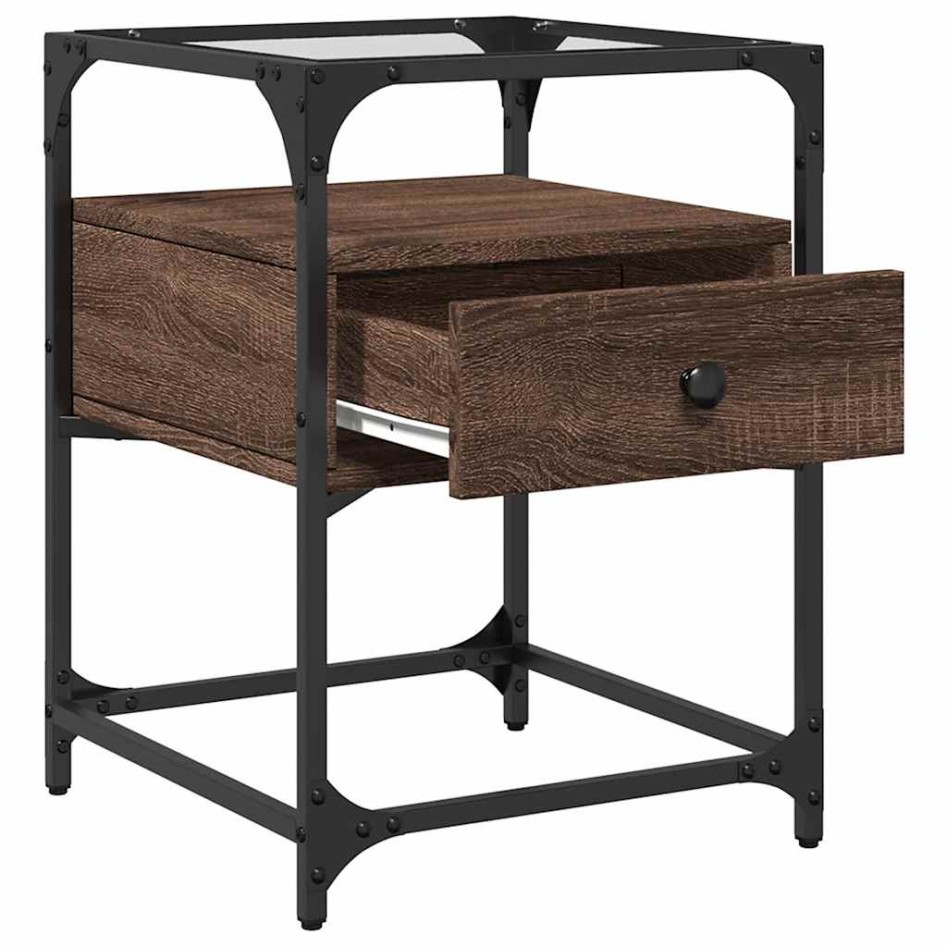 Mesitas noche 2 uds madera ingeniería marrón roble 40x40x55