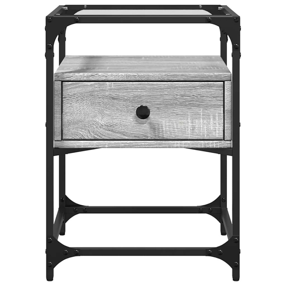 Mesita de noche 2 uds madera ingeniería gris Sonoma 40x40x55