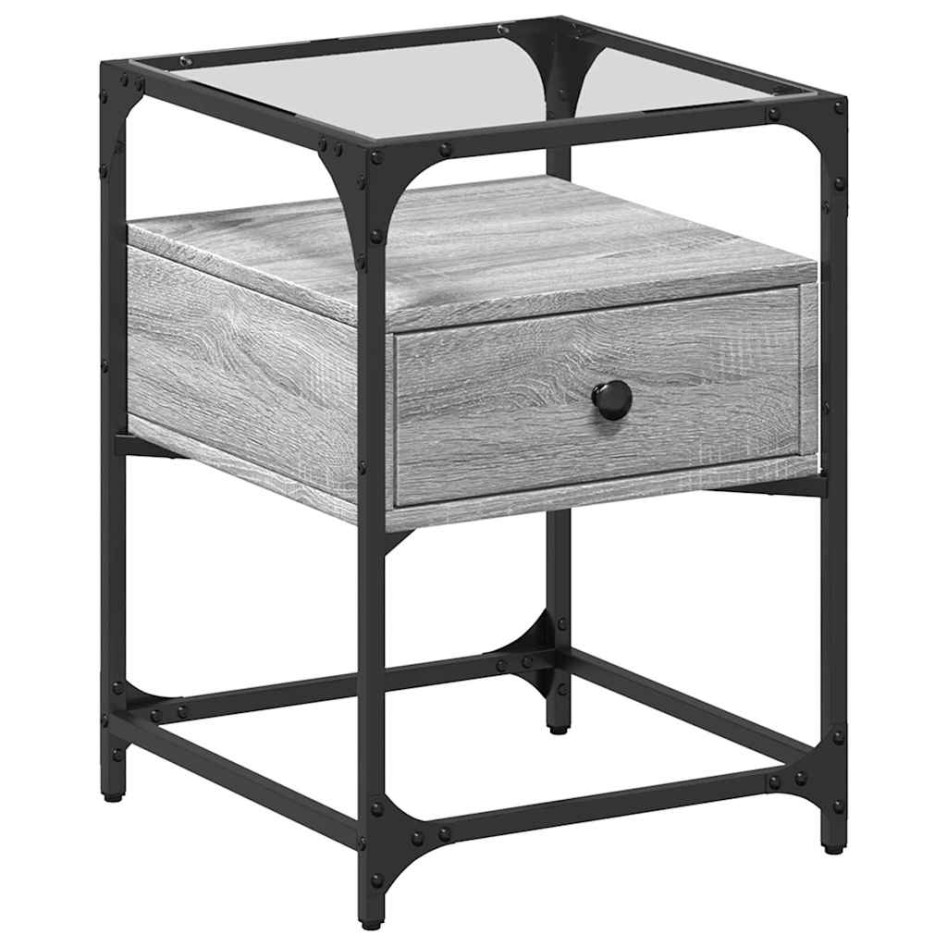 Mesita de noche 2 uds madera ingeniería gris Sonoma 40x40x55