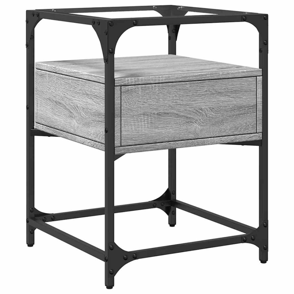 Mesita de noche 2 uds madera ingeniería gris Sonoma 40x40x55