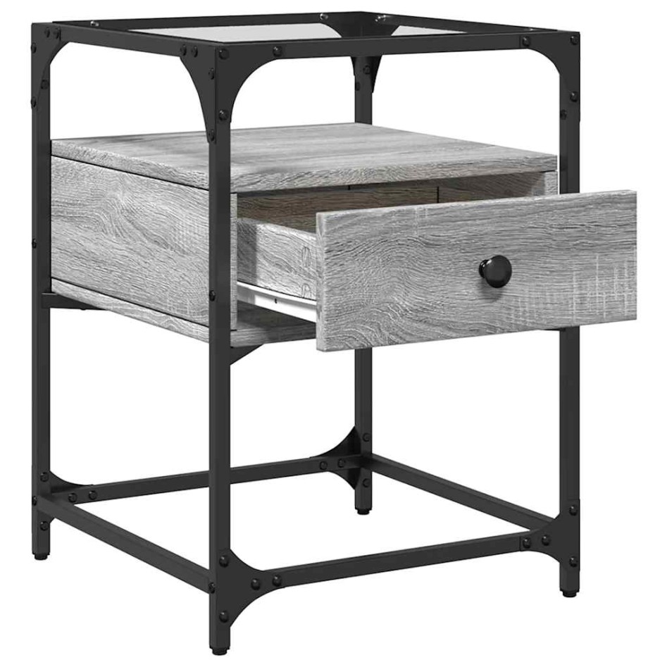 Mesita de noche 2 uds madera ingeniería gris Sonoma 40x40x55