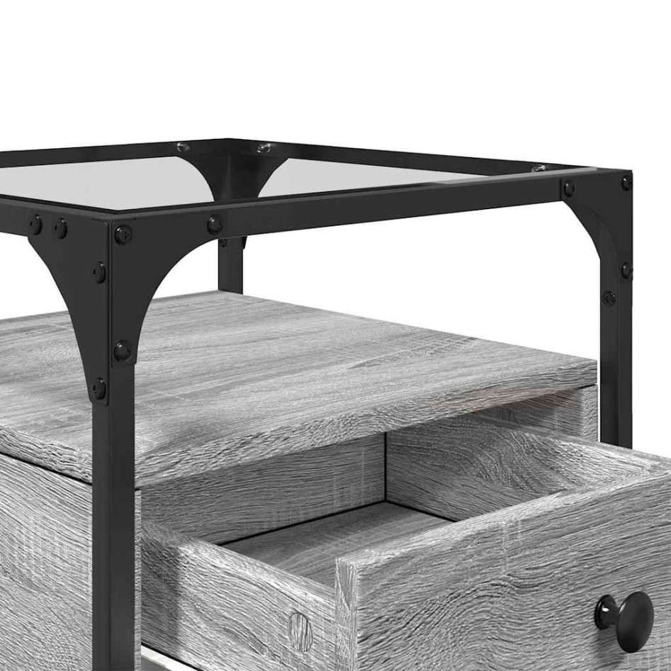 Mesita de noche 2 uds madera ingeniería gris Sonoma 40x40x55