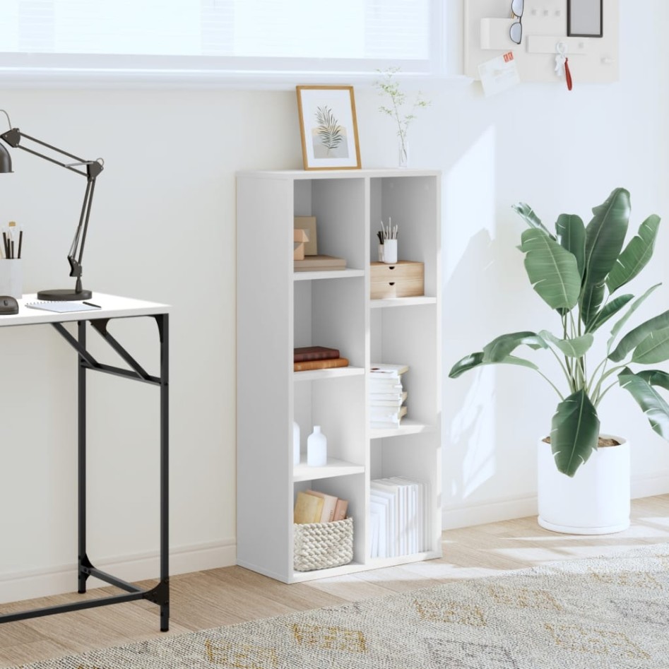 Estantería de madera de ingeniería blanca 50x25x105