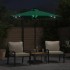 Sombrilla jardín con luces LED poste acero verde 225x225x212