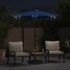 Sombrilla jardín con luces LED poste acero azul 225x225x212