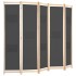 Biombo divisor 5 paneles de tela gris 200x170x4