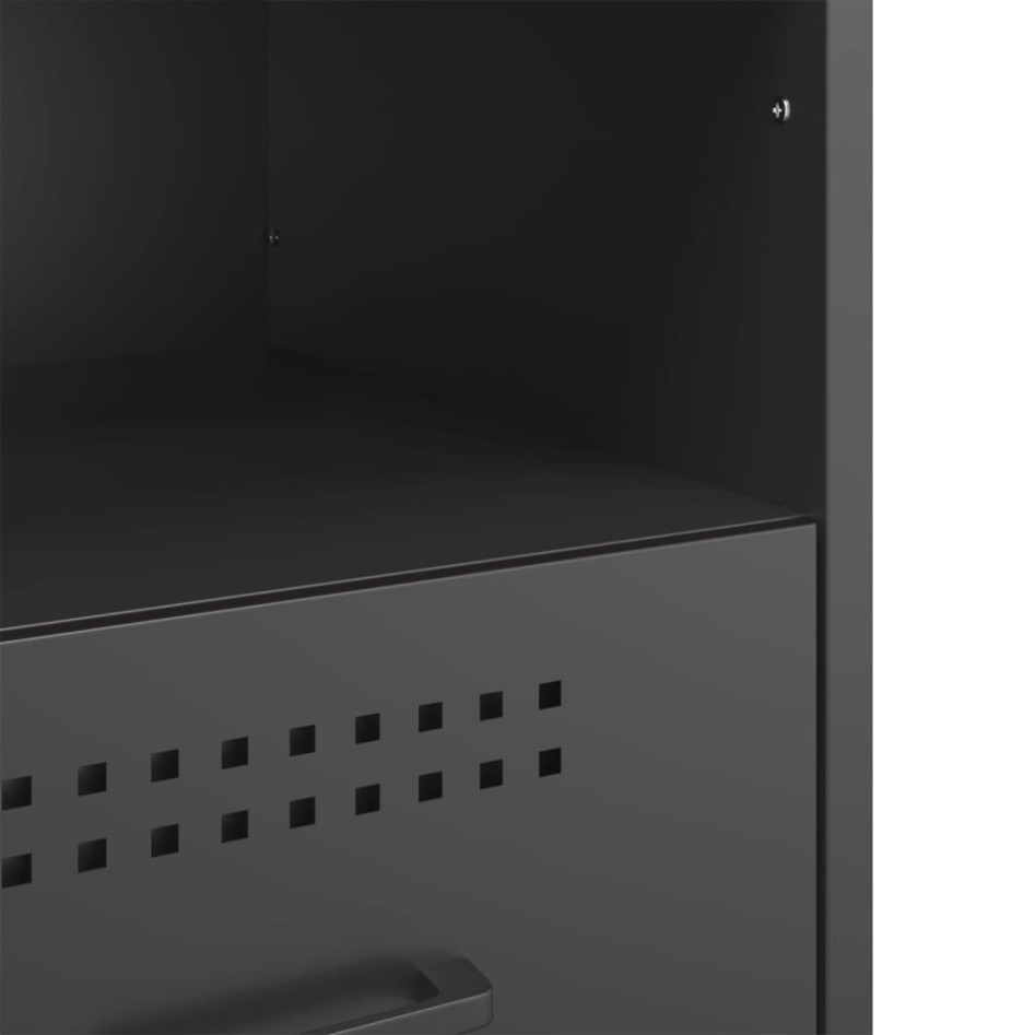 Mesita de noche acero negro 36x39x50,5