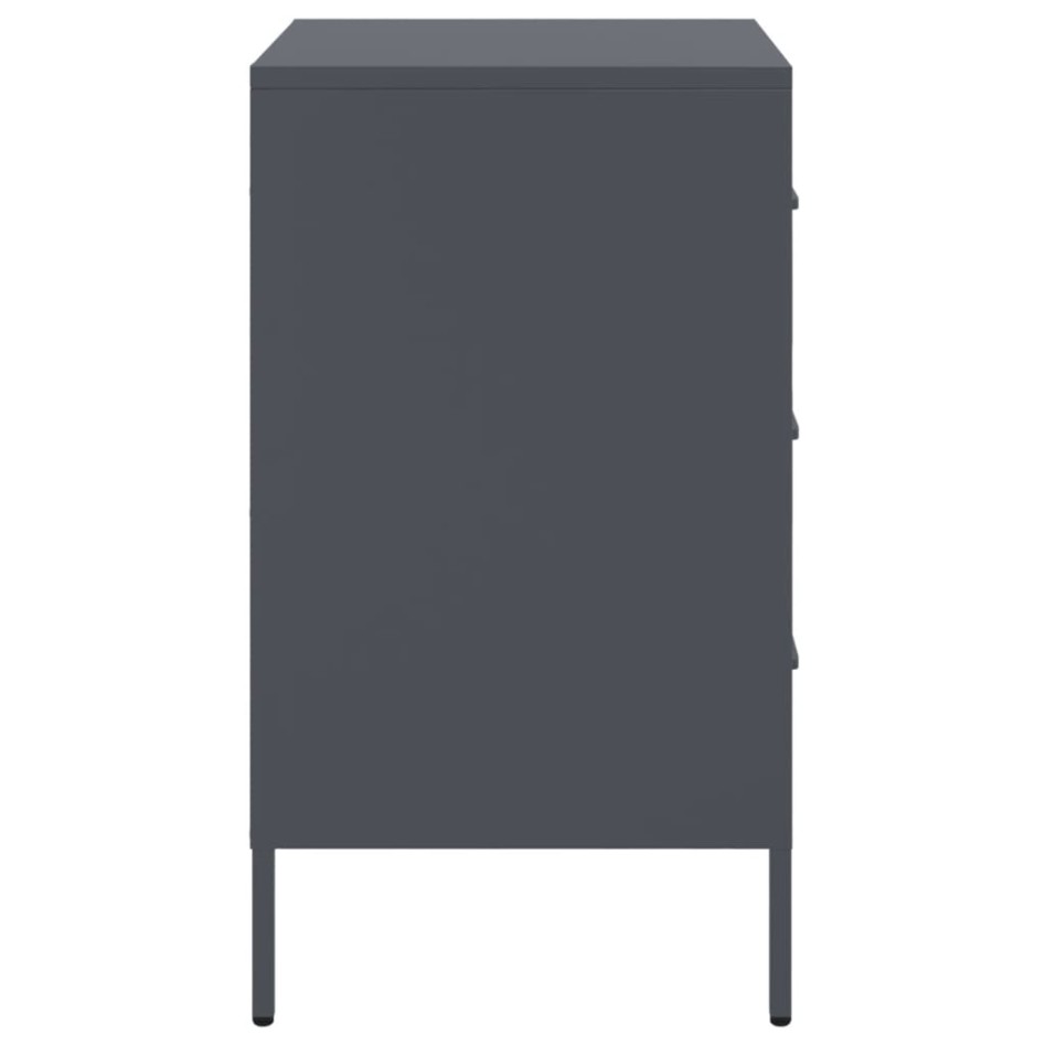 Mesita de noche acero gris antracita 36x39x68