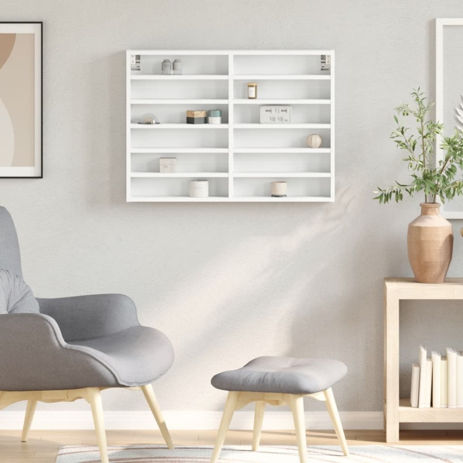 Vitrina de madera ingeniería blanca 80x8,5x58