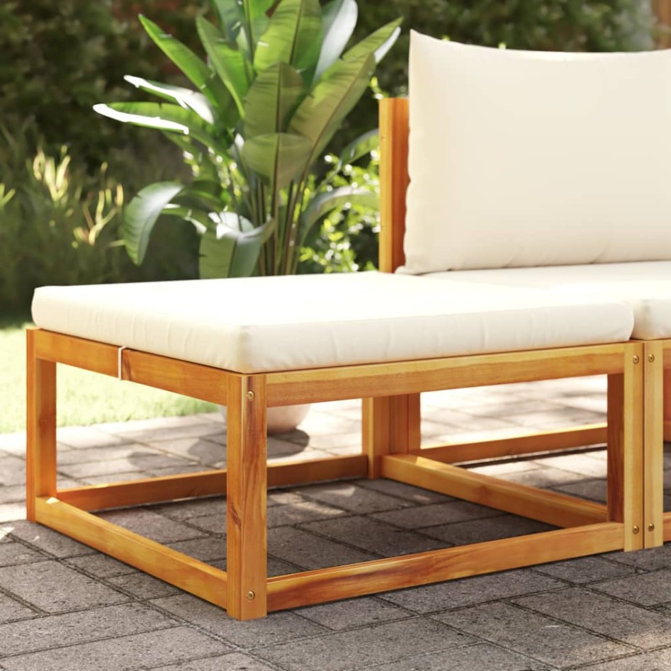 Taburete de jardín con cojín madera maciza acacia 65x65x29