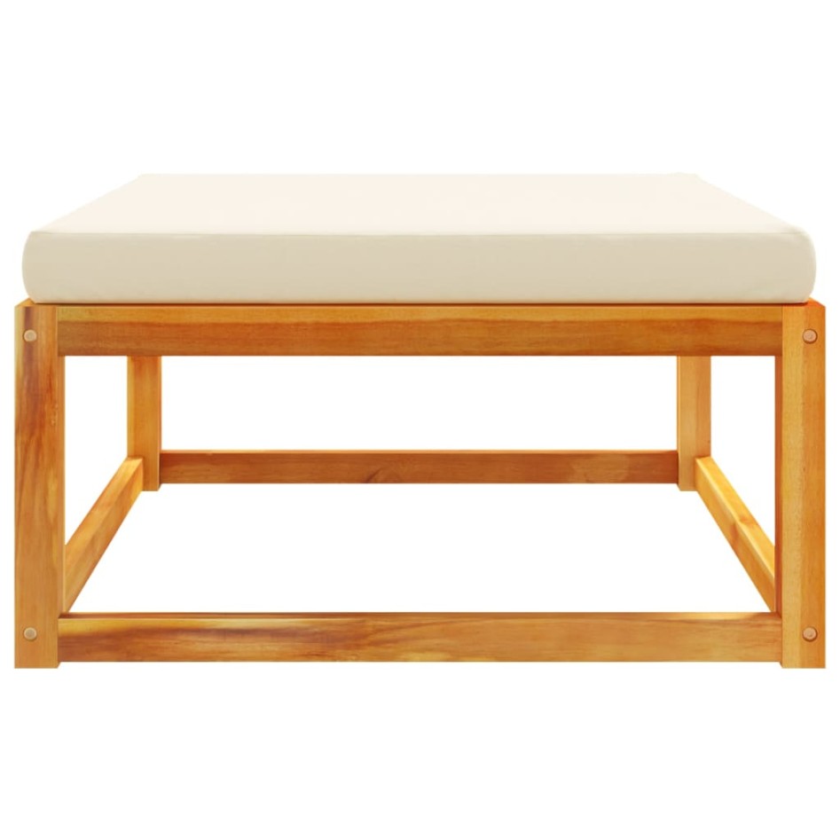 Taburete de jardín con cojín madera maciza acacia 65x65x29