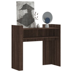 Mesa consola de madera de ingeniería marrón roble 100x35x90
